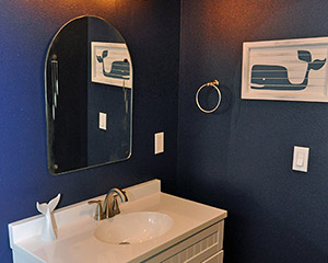 Second bathroom view of vanity and sink