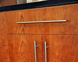 Cabinet hardware was carefully selected and placed